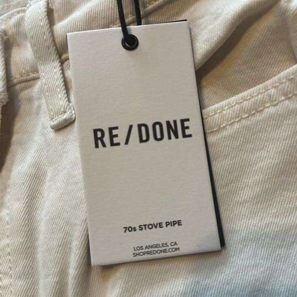 Brand New!  Re/Done button-fly white jeans.  Size 27.  70s Stovepipe style - Picture 8 of 8